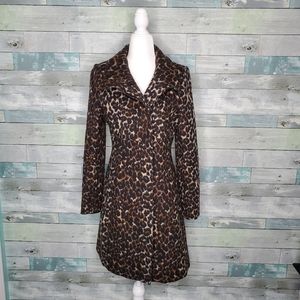 Via Spiga Wool Blend Animal Print Pea Coat Size 8
